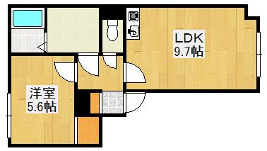 パワービル千歳駅前(1LDK/4階)の間取り写真