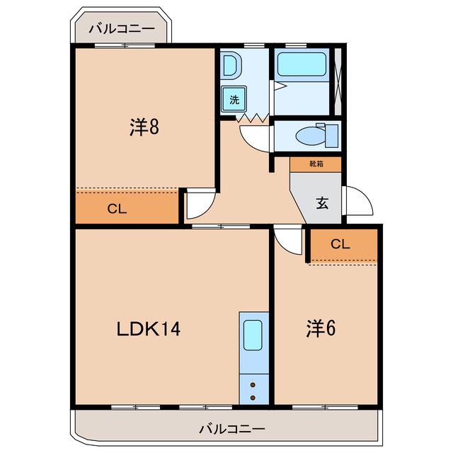ファーストシティ市川(2LDK/3階)の間取り写真