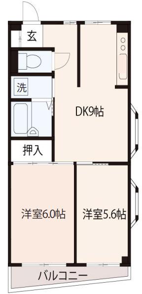 サニーコート手塚(2DK/3階)の間取り写真
