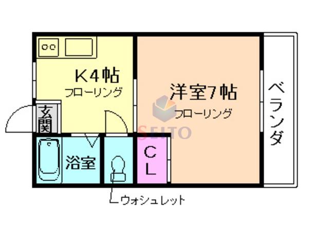 コンフォート南町(1K/2階)の間取り写真