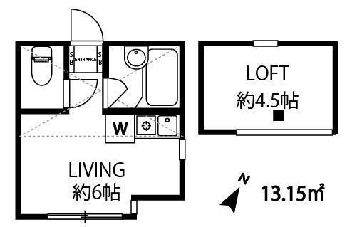 リヴェール鶴ヶ峰(ワンルーム/1階)の間取り写真