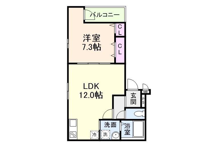 ラヴェリテ鳳(1LDK/1階)の間取り写真