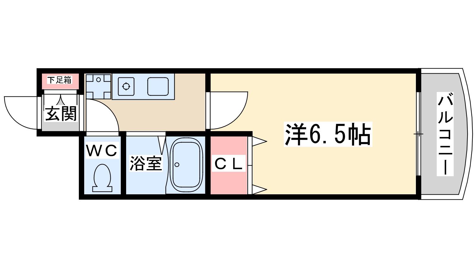 ホープシティー天神橋(1K/7階)の間取り写真