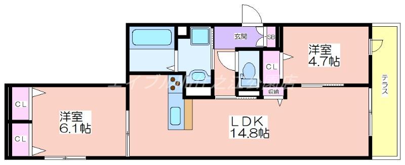 ロイジェント住之江公園(2LDK/1階)の間取り写真