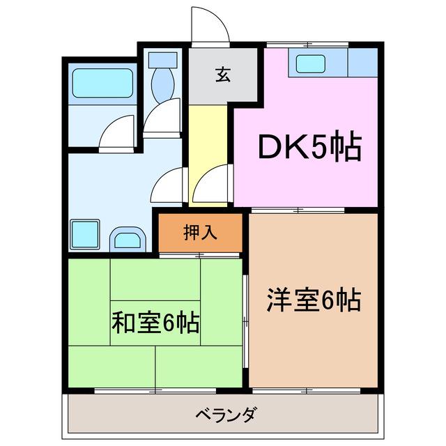ボンヌシャンス(2K/2階)の間取り写真