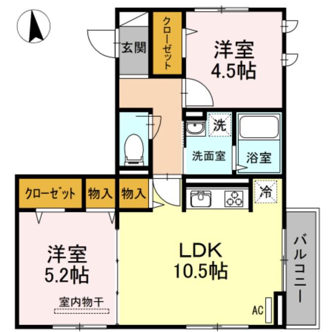 グランディス阿佐谷南(2LDK/3階)の間取り写真