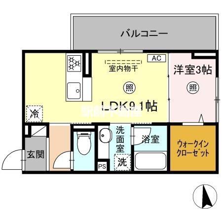 D-ROOM西町(1LDK/3階)の間取り写真