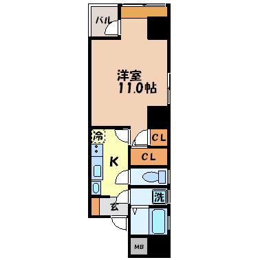 Jプレイス江戸町(1K/6階)の間取り写真