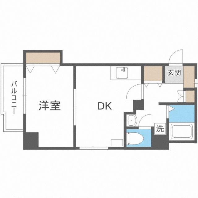 ヴィラN19(1DK/4階)の間取り写真