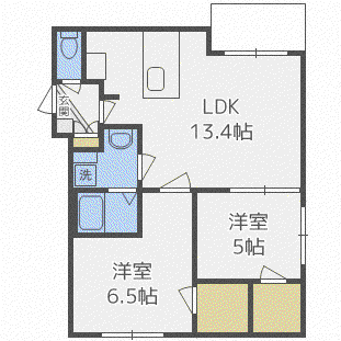 シティレジデンス月寒(2LDK/1階)の間取り写真