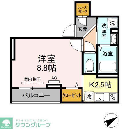 ERDE城北(1K/1階)の間取り写真