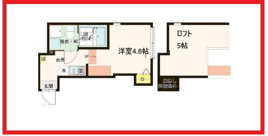 ケイマンテラス(ワンルーム/2階)の間取り写真