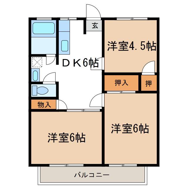 西村ハイツB(3DK/1階)の間取り写真