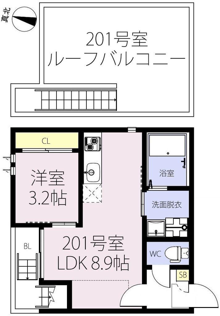 GRANDTIC TY松戸(1LDK/2階)の間取り写真