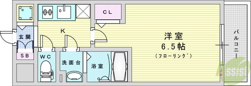エスリード大阪デュアルゲート(1K/9階)の間取り写真