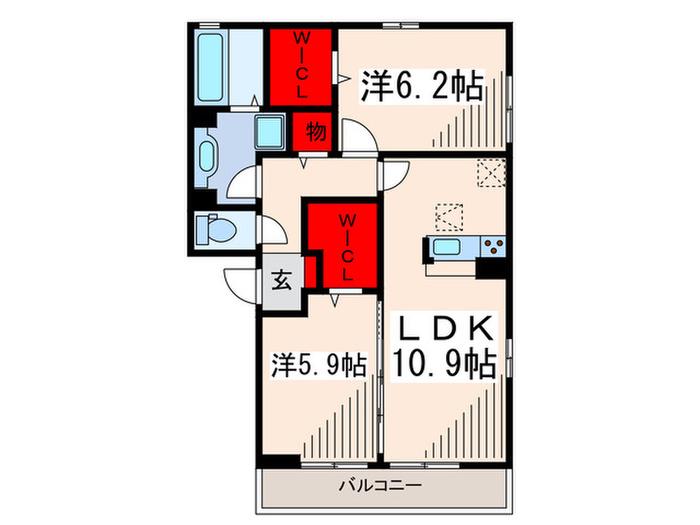 ソレイユ・ジン(2LDK/2階)の間取り写真