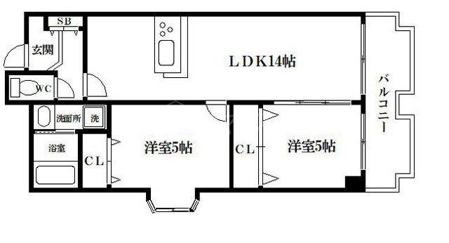 ガーデンハイツ江戸堀(2LDK/7階)の間取り写真