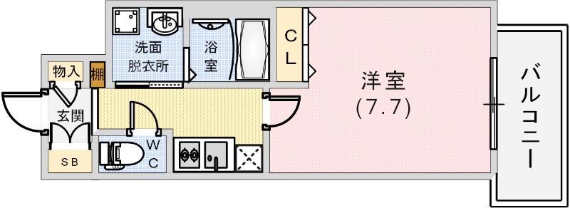 ピアグレース神戸(1K/6階)の間取り写真