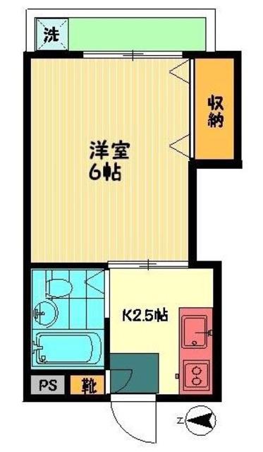 ドミール大地(1K/2階)の間取り写真