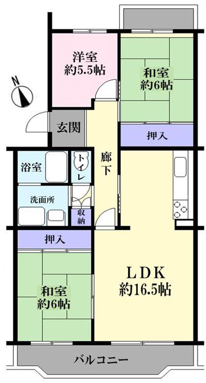エステート西みずほ台第一(3LDK/4階)の間取り写真