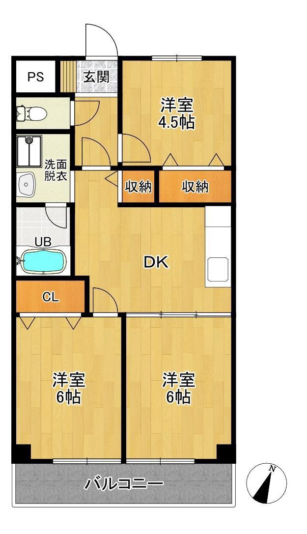 ハイムエンゼル(3DK/4階)の間取り写真
