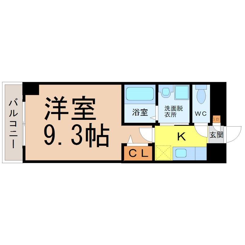 ボヌール津金(1K/3階)の間取り写真