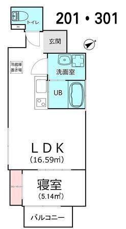 レジリエント湊(1LDK/2階)の間取り写真