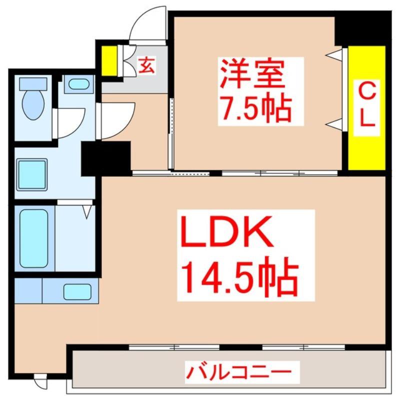 第8小林ビル(1LDK/5階)の間取り写真