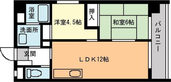 アーバンハイツ神宮公園(2LDK/7階)の間取り写真