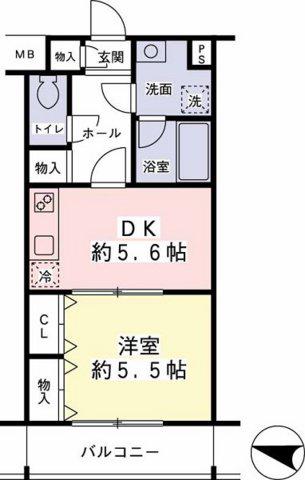 フィシオ橋本(1DK/3階)の間取り写真