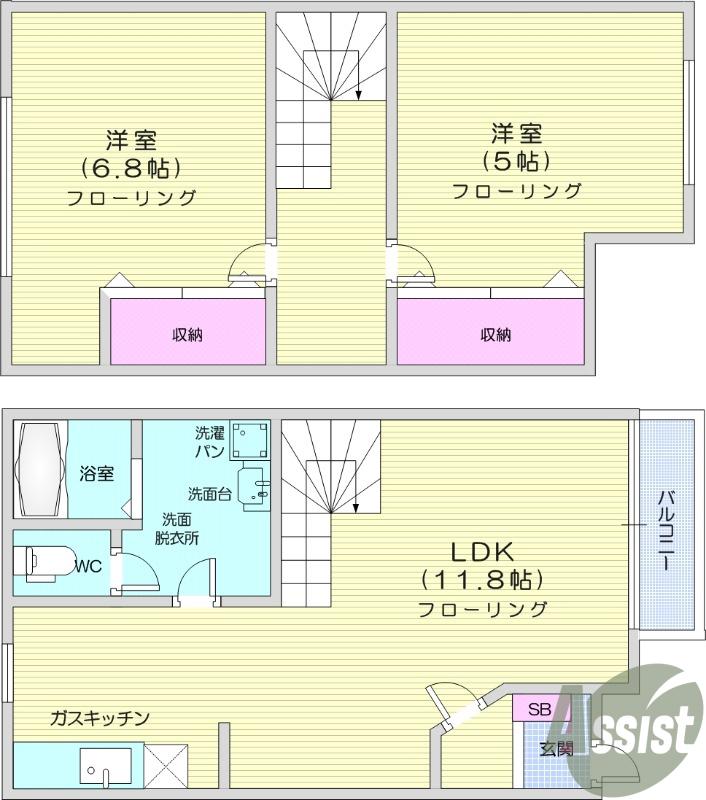 PARTERREⅡ(2LDK/1階)の間取り写真
