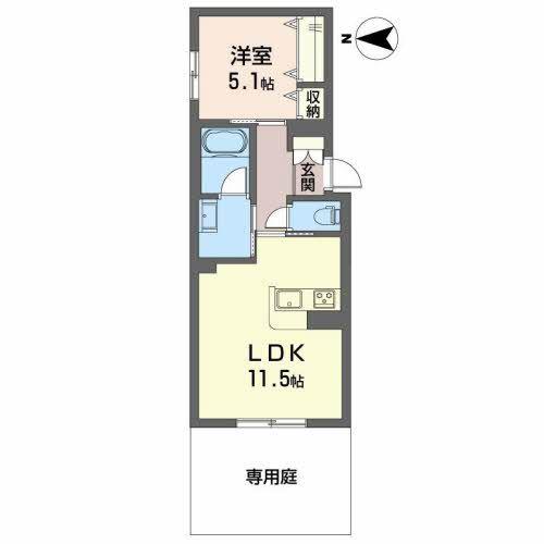 FLORAISON RICO(1LDK/1階)の間取り写真