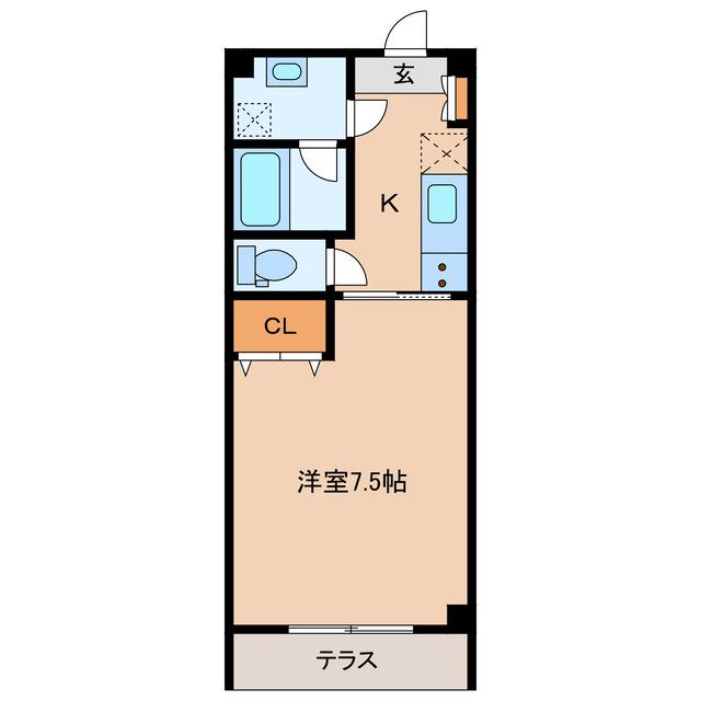 アルル竜(1K/1階)の間取り写真