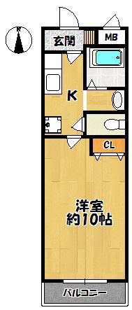 MSハウス(1K/3階)の間取り写真
