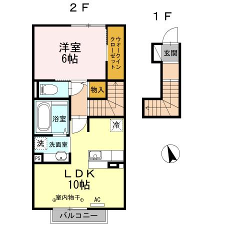LA PRIMEUR(1LDK/2階)の間取り写真