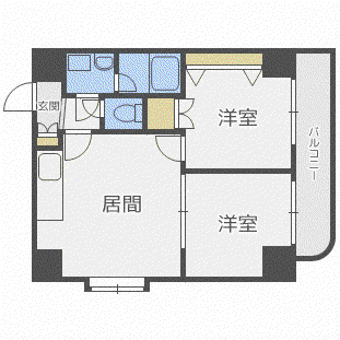 メープル北27条(2LDK/2階)の間取り写真