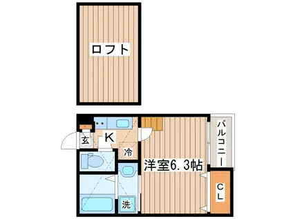 シエル荒巻(1K/2階)の間取り写真