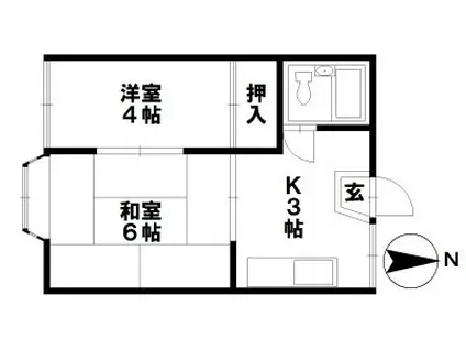 ヴィラA(2K/2階)の間取り写真