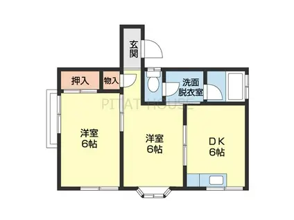 アーネスハイツわか(2DK/1階)の間取り写真