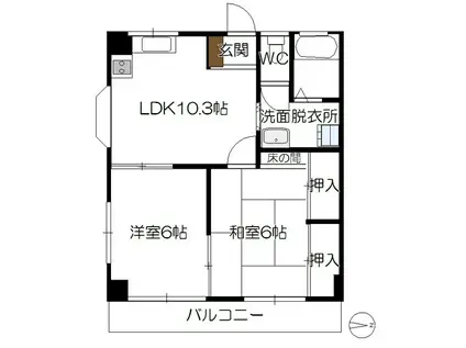 グリーンシティ串戸(2LDK/2階)の間取り写真