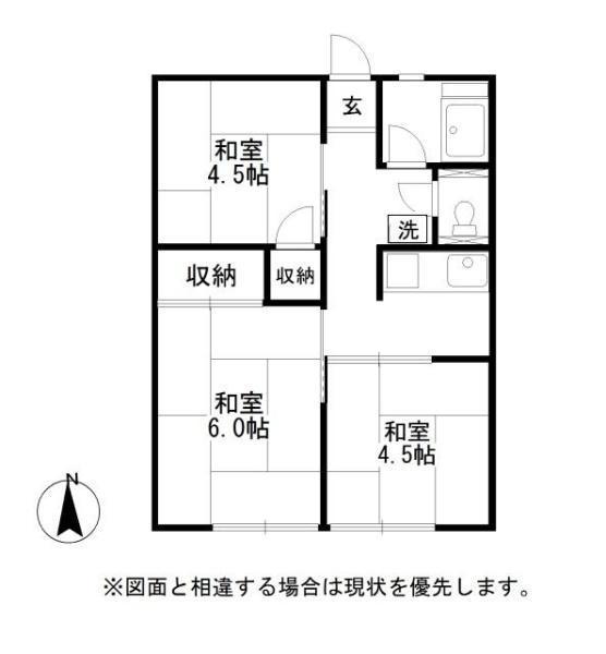 万寿東ハイツ(3K/2階)の間取り写真