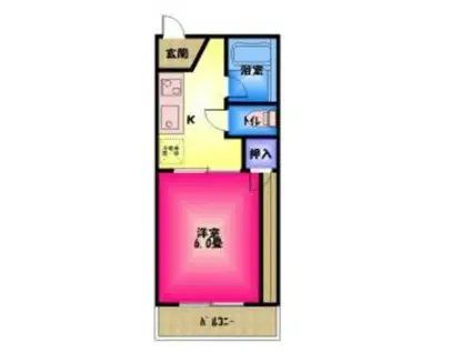 フォーブル初音(1K/2階)の間取り写真