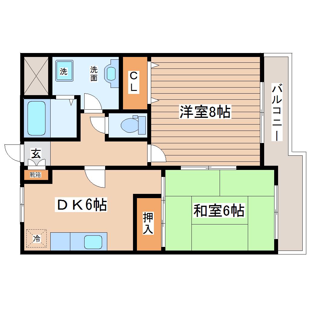 セルブランS(2DK/3階)の間取り写真