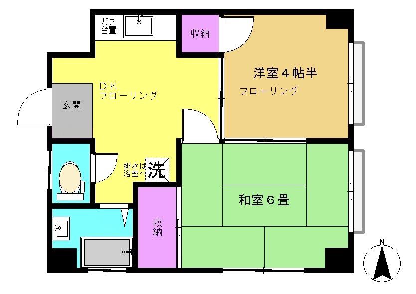 横内マンション(2DK/3階)の間取り写真