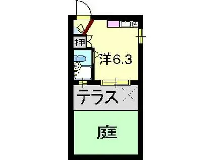 イワトハウス(ワンルーム/1階)の間取り写真