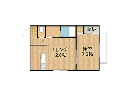 アヴァンセ八幡(1LDK/1階)の間取り写真