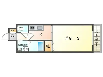 アンプルールフェール GLAND MOB(1K/1階)の間取り写真