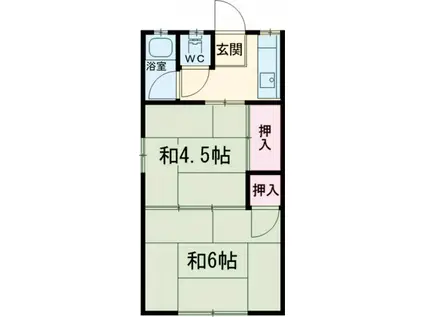 カーサ中町(2K/2階)の間取り写真