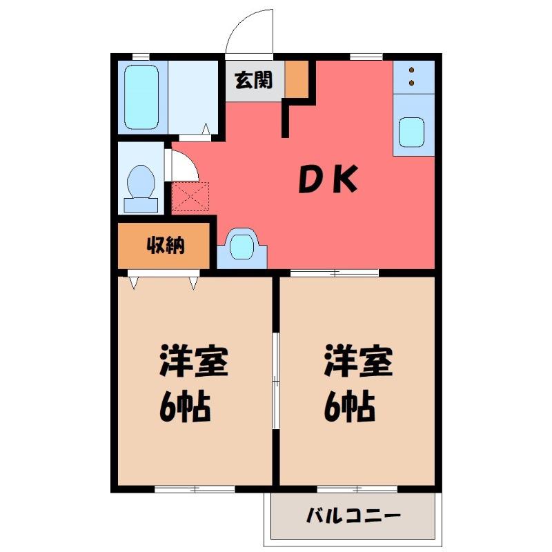 カロタあずさA(2DK/1階)の間取り写真