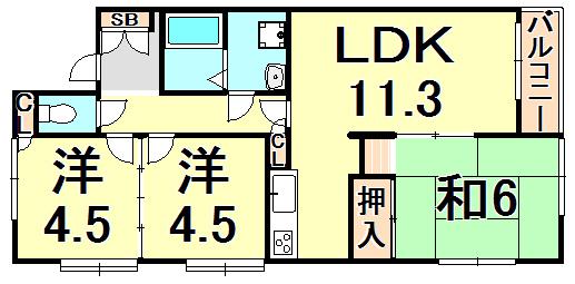 コート池尻(3LDK/2階)の間取り写真